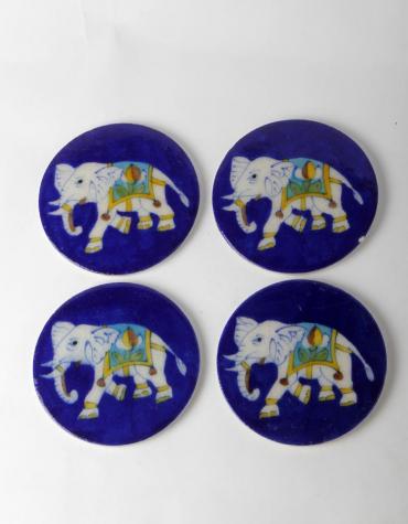 Elephant design on Blue Base Coasters