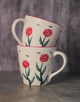 Handmade Floral Design Ceramic Coffee Mug