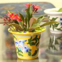 Yellow Floral Design 3 inch Planter