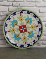 Jaipur Blue Pottery Handmade wall Plate 10"  with Green and White theme 