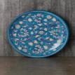 Turquoise base with White leaves plate 8"