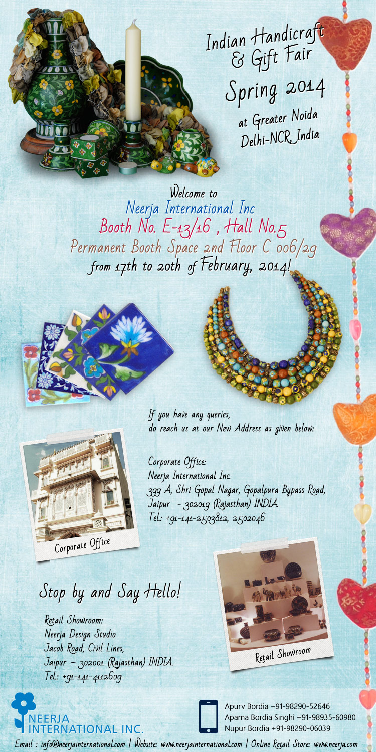 Neerja IHGF Spring Fair 2014 - 17th to 20th Feb - Neerja Jipur Blue Pottery