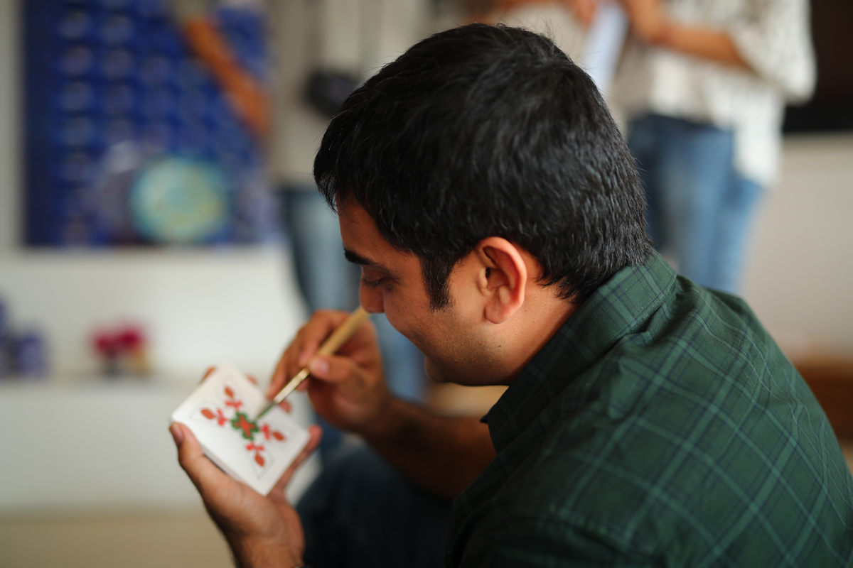 Ajit sharma TEDx represenatative painting on tile