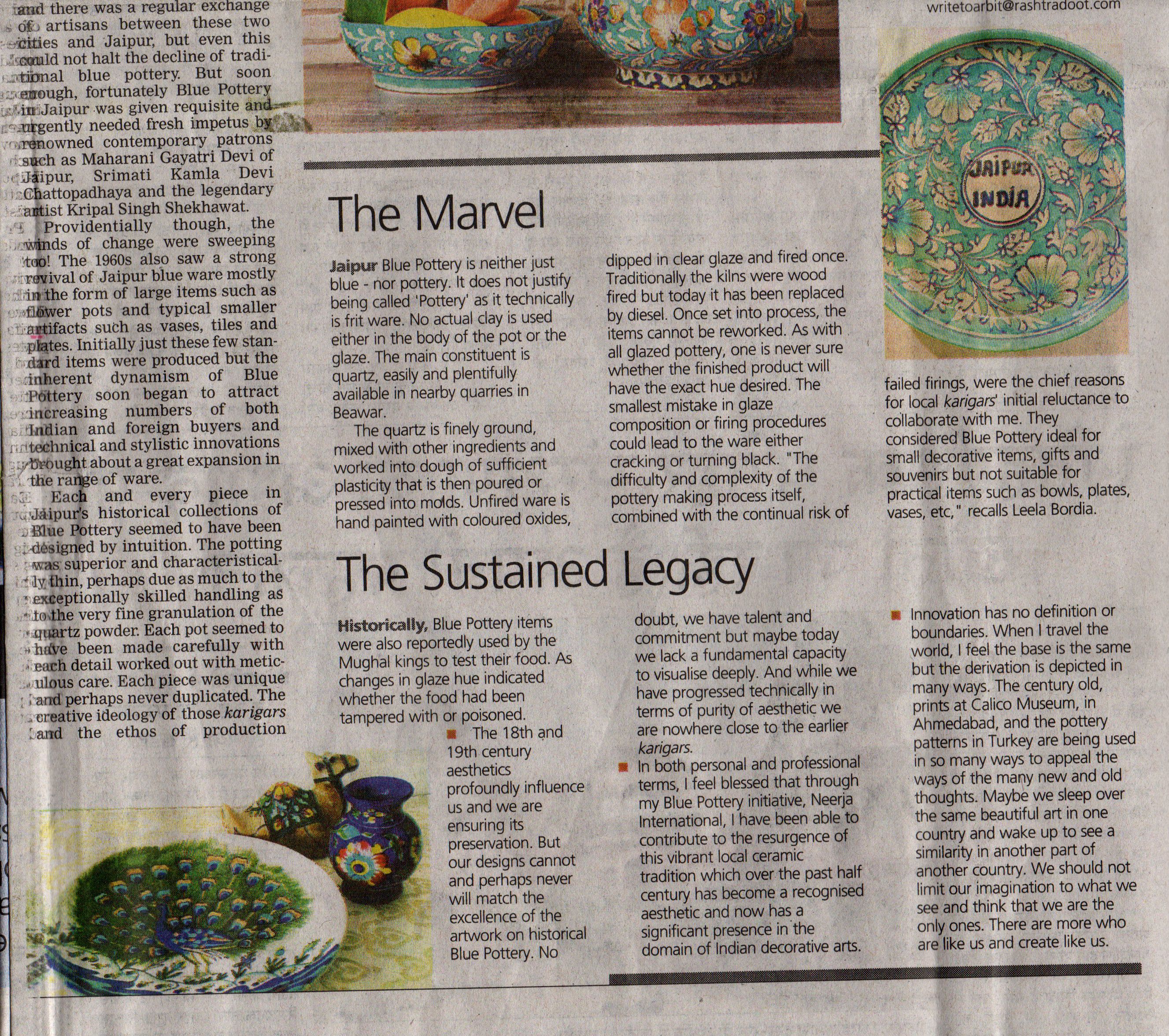 Leela Bordia - History of Blue Pottery