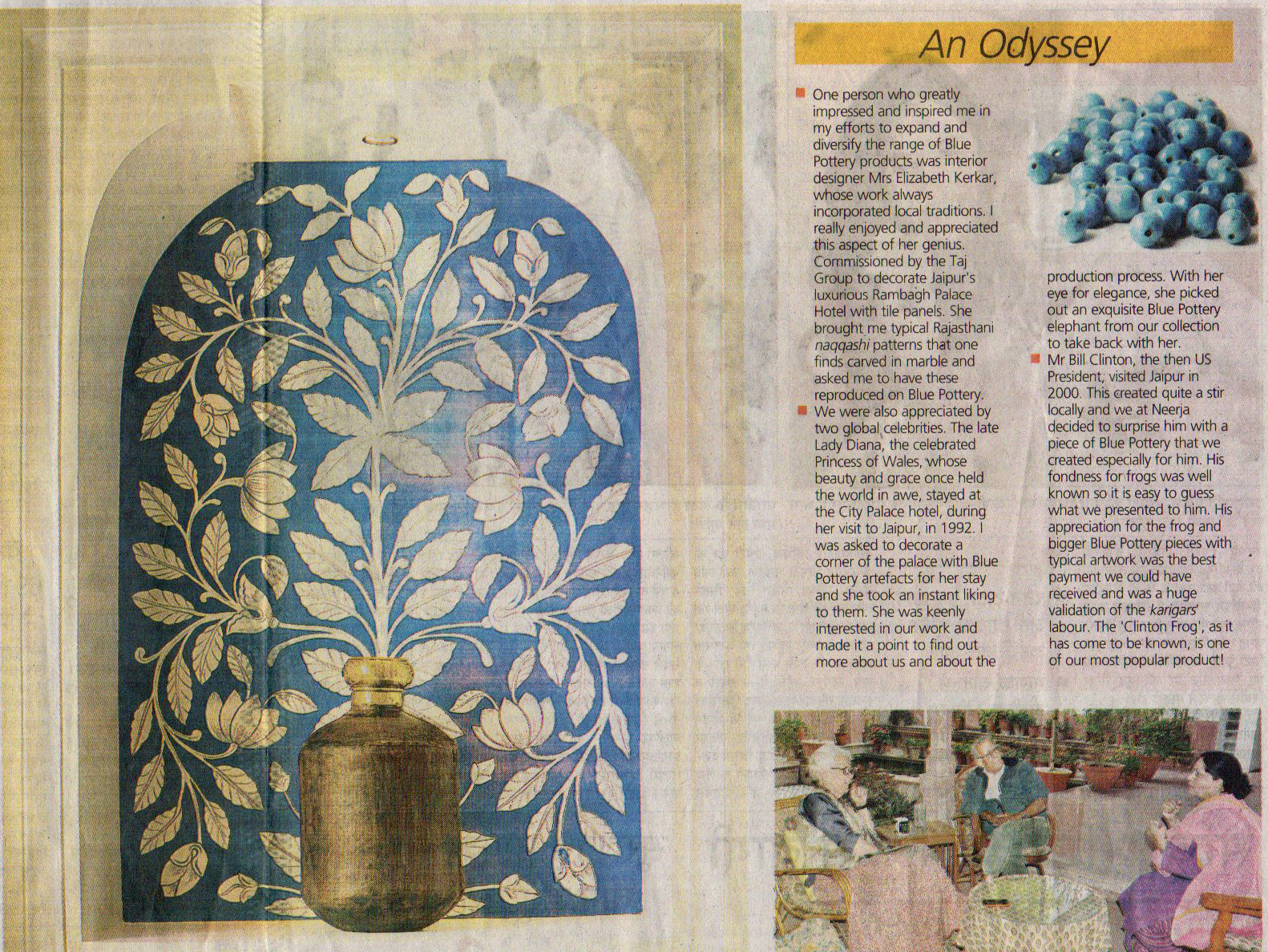 Leela Bordia - Interiors of Hotel Rajvilas in Jaipur done in Blue Pottery