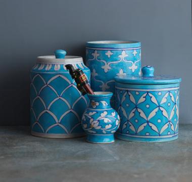 gallery image range of blue pottery