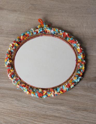 KALBELIYA HANDMADE MIRROR 6" WITH COTTON THREAD WORK