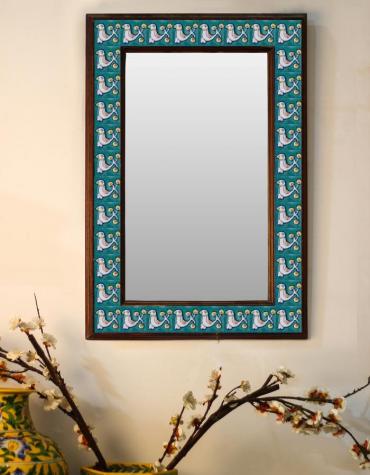 Duck Bird design Embossed Tiled Mirror 16" x 24"