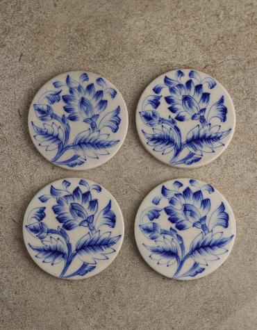 White and blue design blue pottery coasters NPC 50