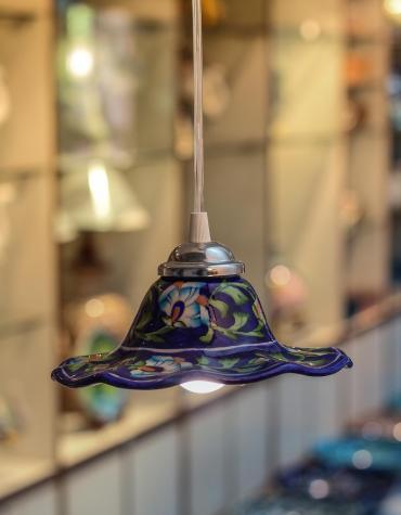 Blue color blue pottery hanging lamp