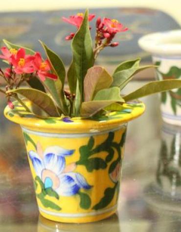 Yellow Floral Design 3 inch Planter
