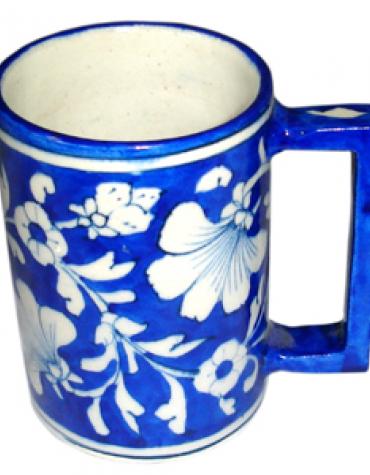 Neerja Beer Mug Blue Base with White Flower