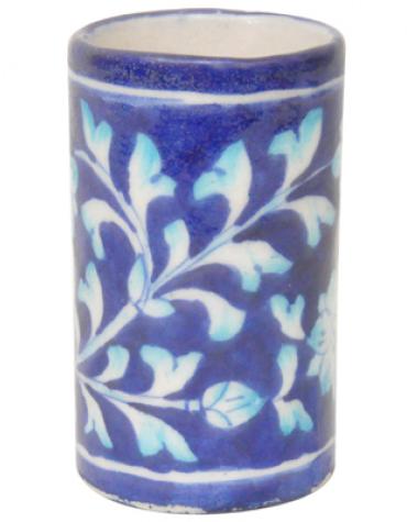 Hand painted Blue and White Cylinder 4 inches