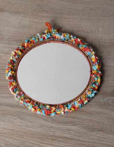 KALBELIYA HANDMADE MIRROR 6" WITH COTTON THREAD WORK
