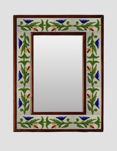 Neerja Blue Pottery Multicolor Embossed Tiled Mirror 12" x 16"