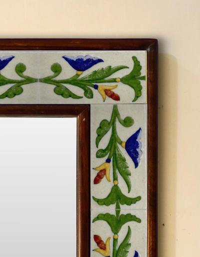 Neerja Blue Pottery Multicolor Embossed Tiled Mirror 12" x 16"