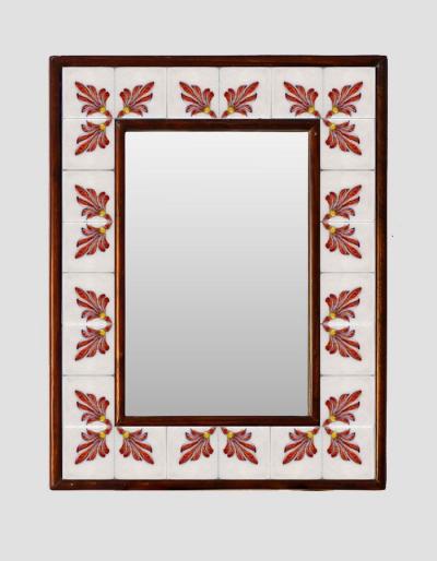 White base embossed Tile Mirror 12" x 16"
