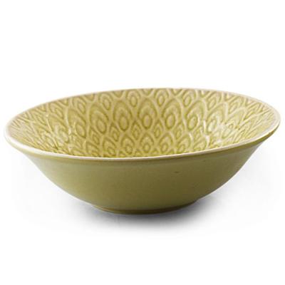 Handmade Stoneware Bowl Set Of 3 Pcs.  Light Green Colour