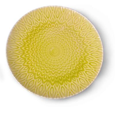 Handmade Stoneware Plate  8" embossed - Lime Green Colour 