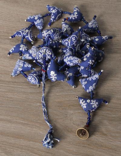 HANDMADE 30 BIRD COTTON CLOTH STRING   - BLUE/WHITE