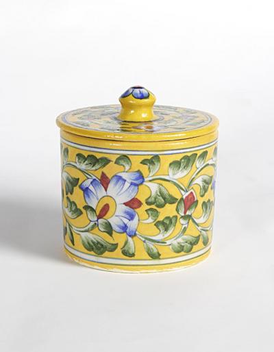 Floral Motif On Yellow Base Designed Bathroom Set (5 pieces)