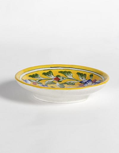 Floral Motif On Yellow Base Designed Bathroom Set (5 pieces)