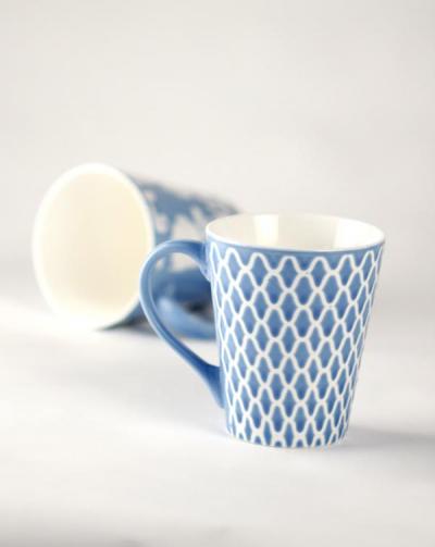 Microwave Safe coffee Mug - Blue and White