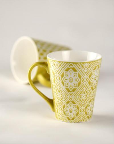 Microwave Safe coffee Mug - Green and White