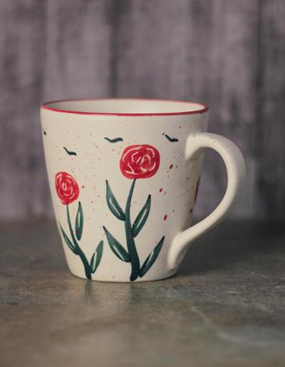 Handmade Floral Design Ceramic Coffee Mug