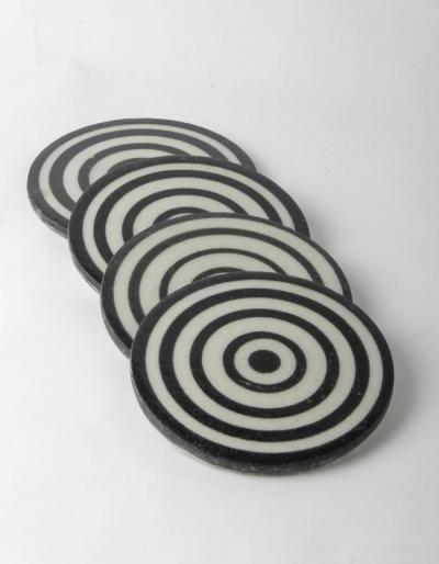 White & Black Circles Coasters