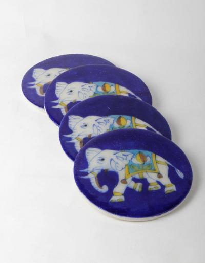 Elephant design on Blue Base Coasters