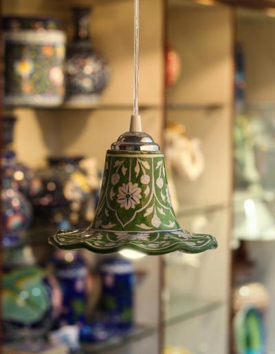 Green and White Design Long Neck Hanging Lamp