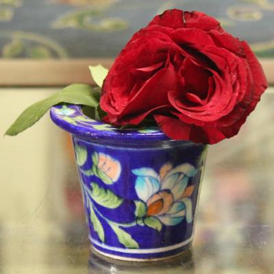 ROUND BLUE 3" PLANTER-1