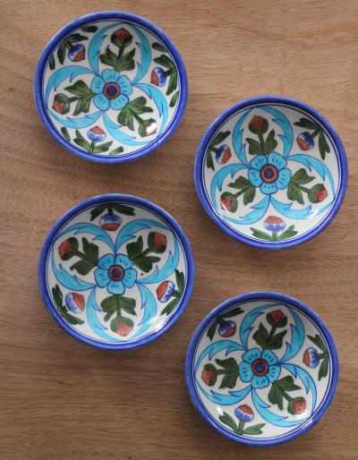 Multifloral Floral Leafy Design on White Base Plate 4 inch