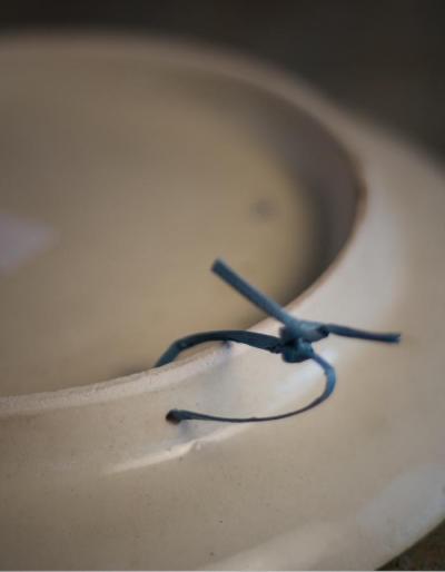 Jaipur Blue Pottery Handmade Wall Plate 12 inches -  Blue and White Geometric Design