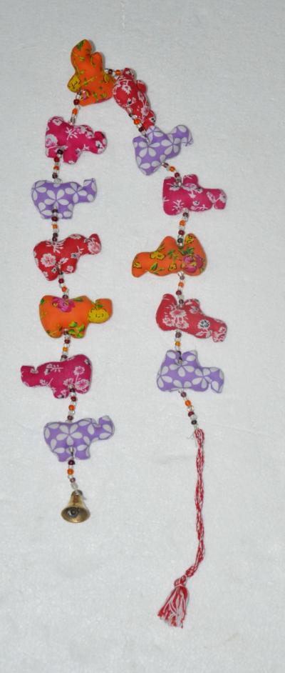 HANDMADE 13 ELEPHANT COTTON CLOTH STRING - MULTI COLOR