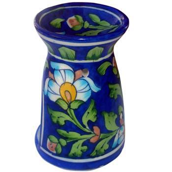 Jaipur Blue Pottery Handmade  Oil Diffuser With Blue  Floral Motifs