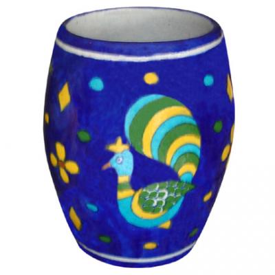 Peacock Design On Blue Base Mug