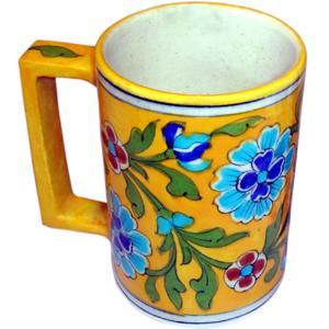 Multi Flower Design on Yellow Base Mug
