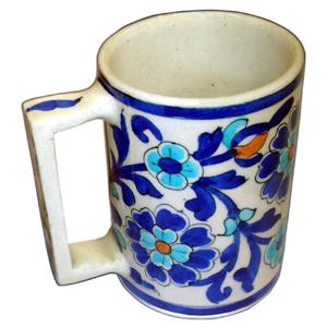 Blue Flowers on White Base Mug