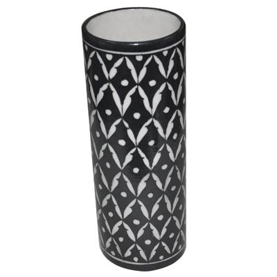 Black and White Geometric Design Cylinder 10 inches