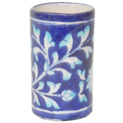 Hand painted Blue and White Cylinder 4 inches