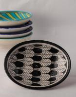 NEERJA BLUE POTTERY BLACK DESIGN SOAP DISH 