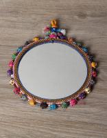 KALBELIYA HANDMADE MIRROR 8 INCHES WITH COTTON BALL WORK