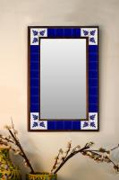 Absolute Blue and White base Floral Tiled Mirror 16" x 24"