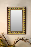 Blue flower with yellow base Embossed Tiled Mirror 16" x 24"