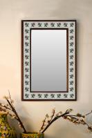 White Floral Embossed Tiled Mirror 16" x 24"