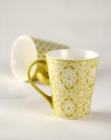 Microwave Safe coffee Mug - Green and White
