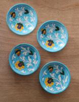 White leaf on Turquoise base Serving plate 4 inches