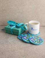 Handmade blue pottery tea coasters